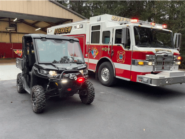 Riverview Fire Department ATV utility vehicle in the station bay